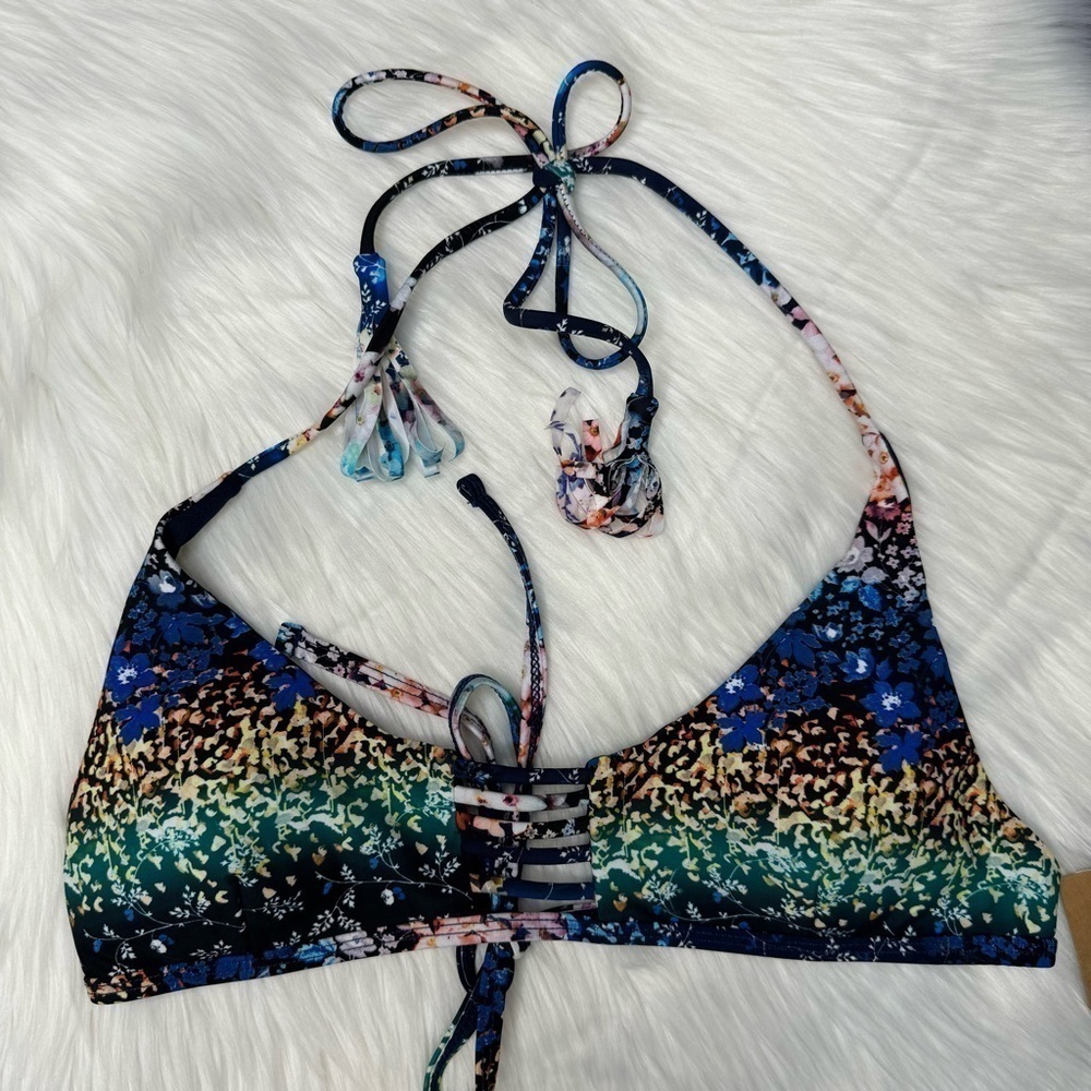 NWT Rachel Roy Midnight Garden Floral Bikini Top Small - Picture 3 of 11